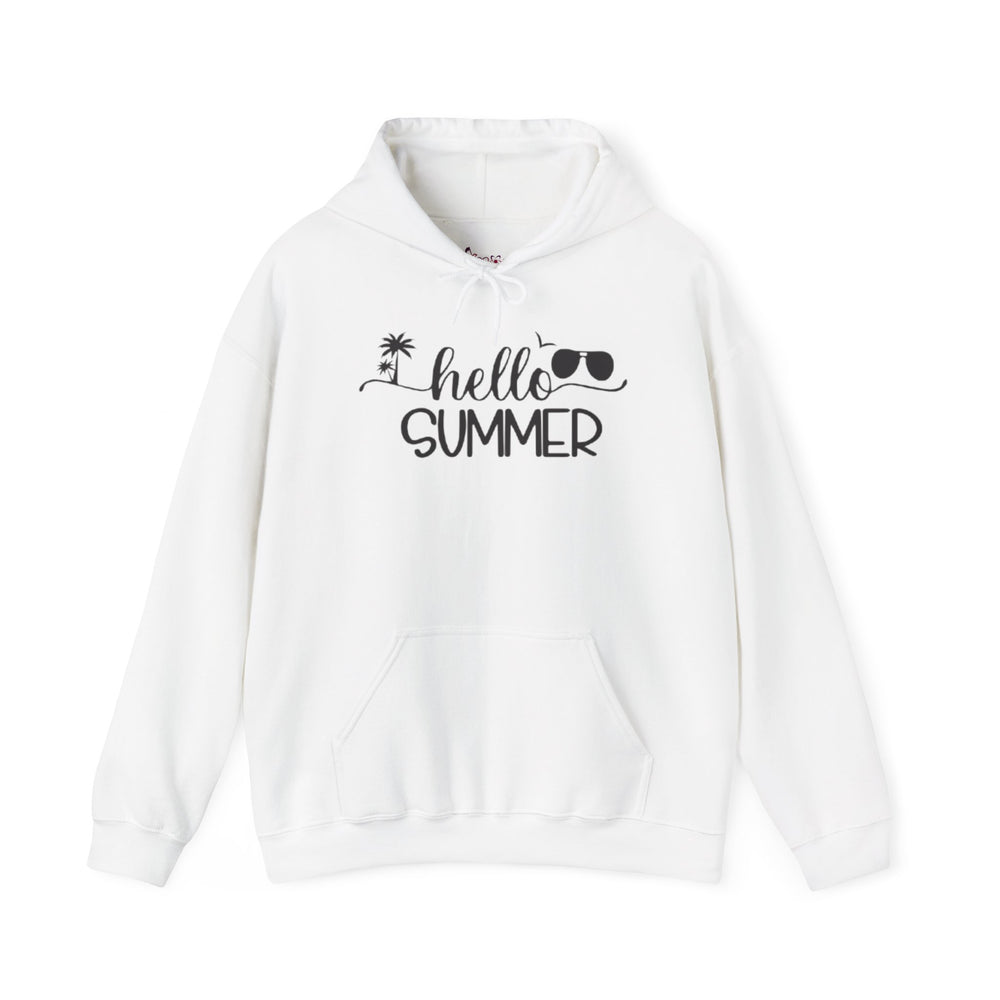 Gildan 18500 | Unisex "Summer Holiday" Sunset Graphic Hoodie – Tropical Palm & Wave Design – Premium Coastal Fleece Pullover