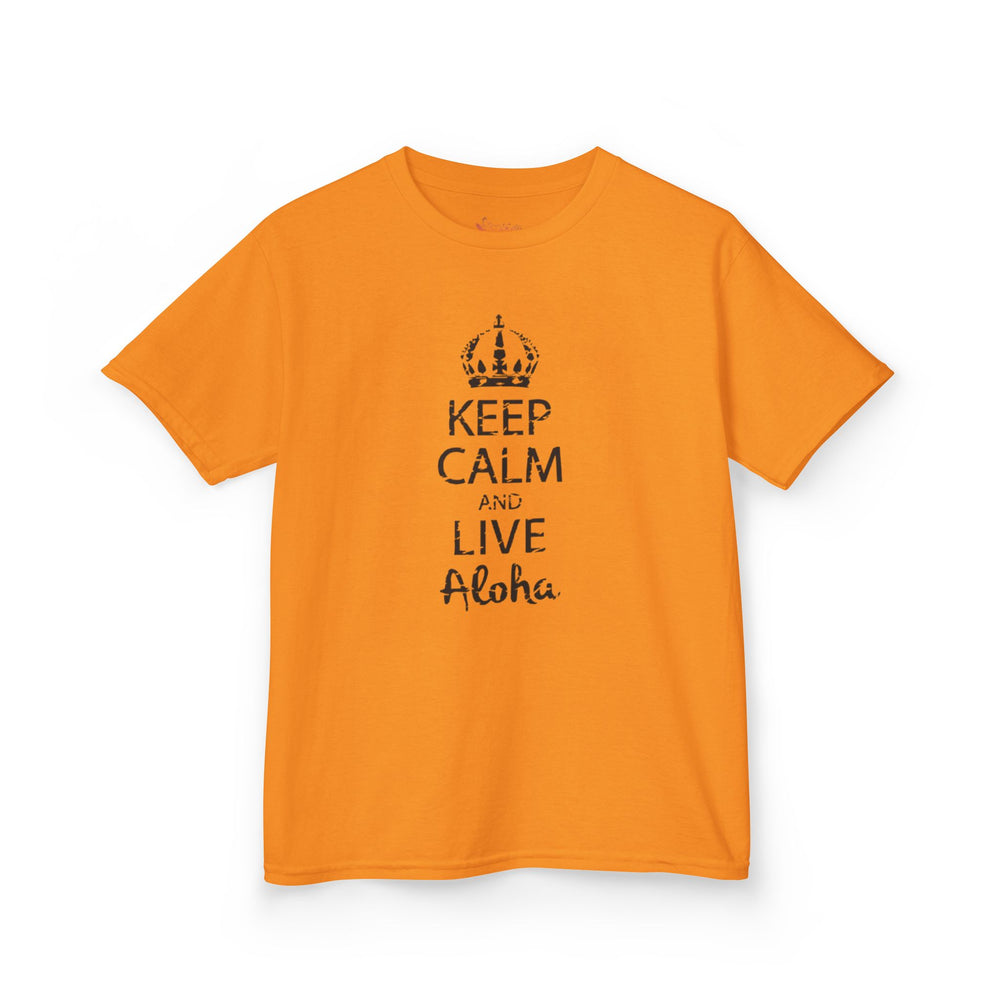 Gildan 5000B | Kids’ "Keep Calm and Live Aloha" Premium Cotton T-Shirt – Comfortable Summer Tee
