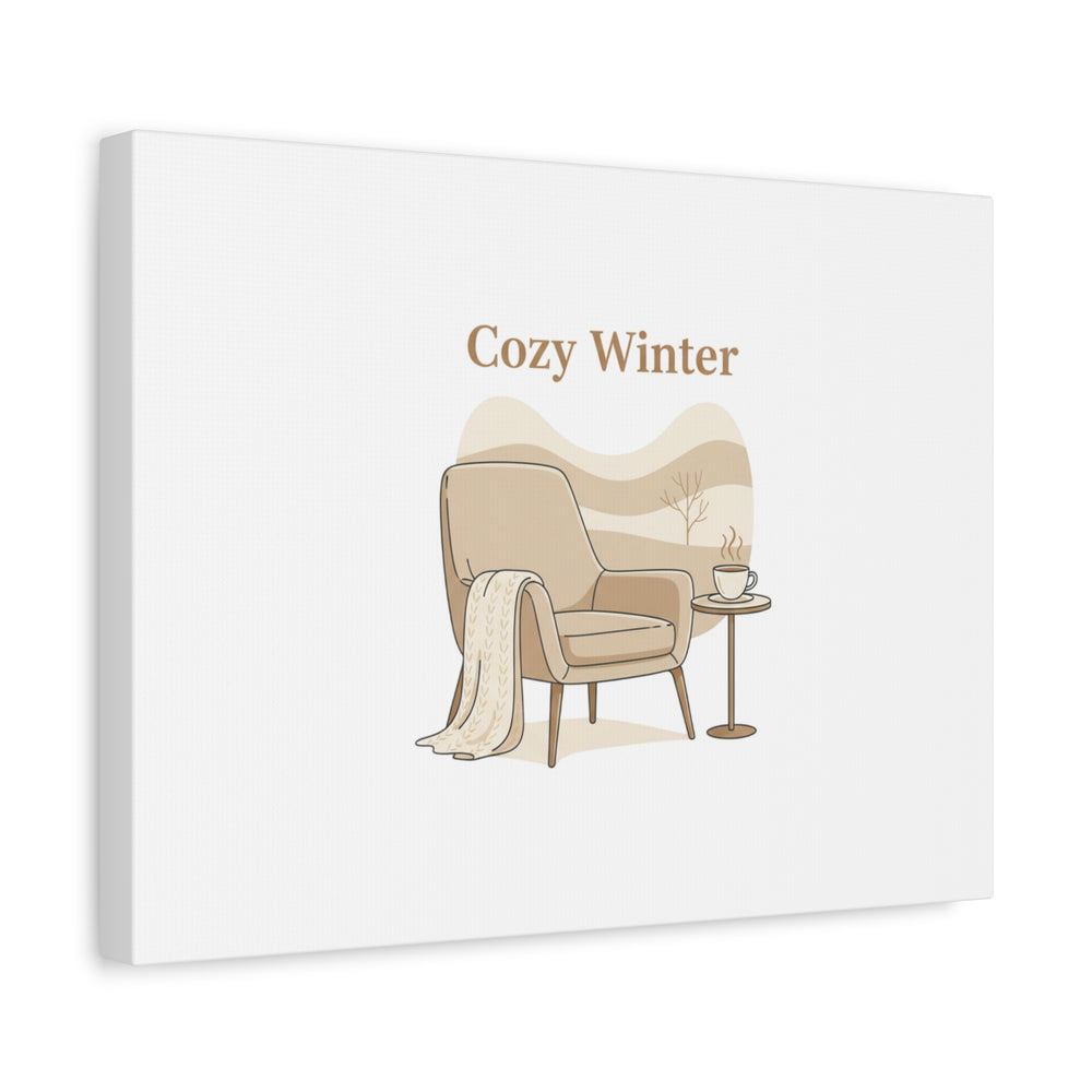 Cozy Winter minimal line art Canvas | Slow Life, soft life neutral wall decor