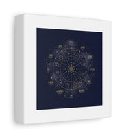 Gold Zodiac Wheel Canvas | Astrology Constellation Art, Cosmic Wall Print