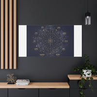 Gold Zodiac Wheel Canvas | Astrology Constellation Art, Cosmic Wall Print