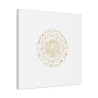 Gold Leo Zodiac Canvas, Astrological Constellation Art | Metallic Lion Wall Art