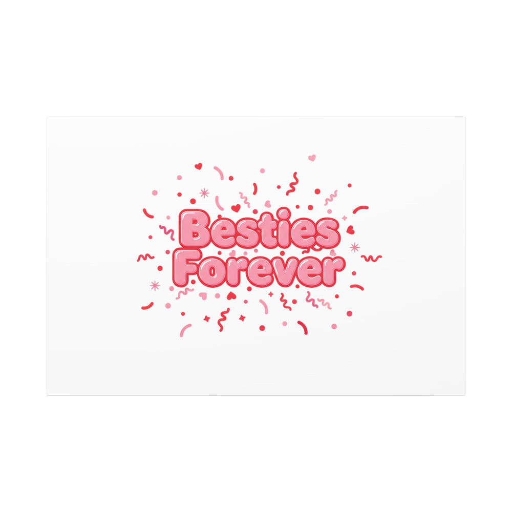 Besties Forever Canvas | Galentine’s Friendship Wall Art, Pink Confetti