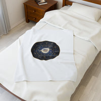 Celestial Zodiac Wheel Velveteen Plush Blanket | Constellation, Metallic Gold