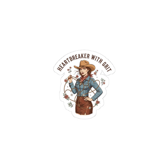 Heartbreaker With Grit Cowgirl Sticker | Western Valentine, Boot Heart Kiss-Cut