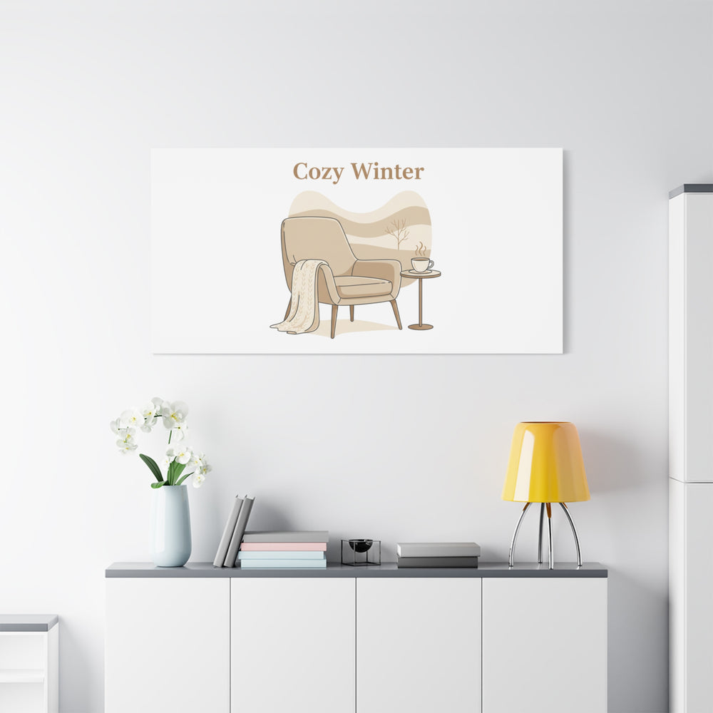 Cozy Winter minimal line art Canvas | Slow Life, soft life neutral wall decor