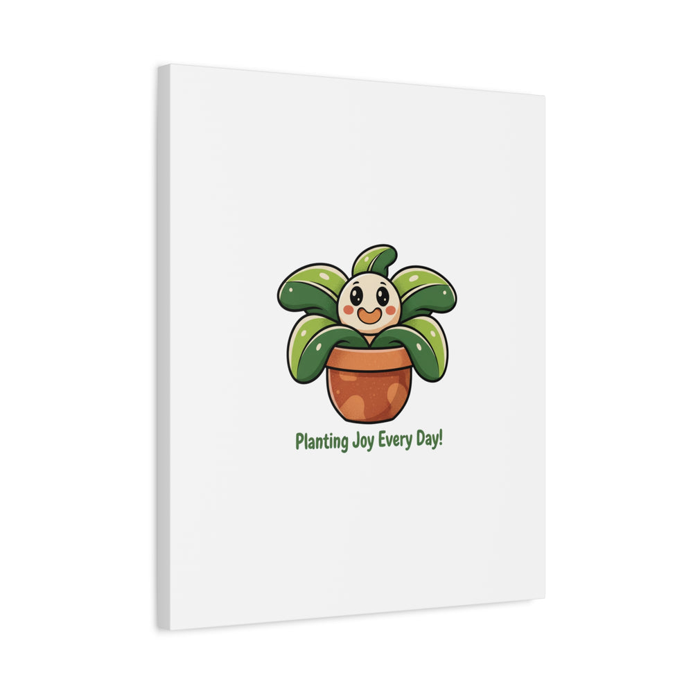 Planting Joy Every Day Canvas | Plant Parent Pun, Sage Cream Botanical Art