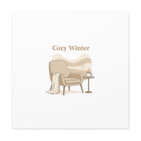 Cozy Winter minimal line art Canvas | Slow Life, soft life neutral wall decor
