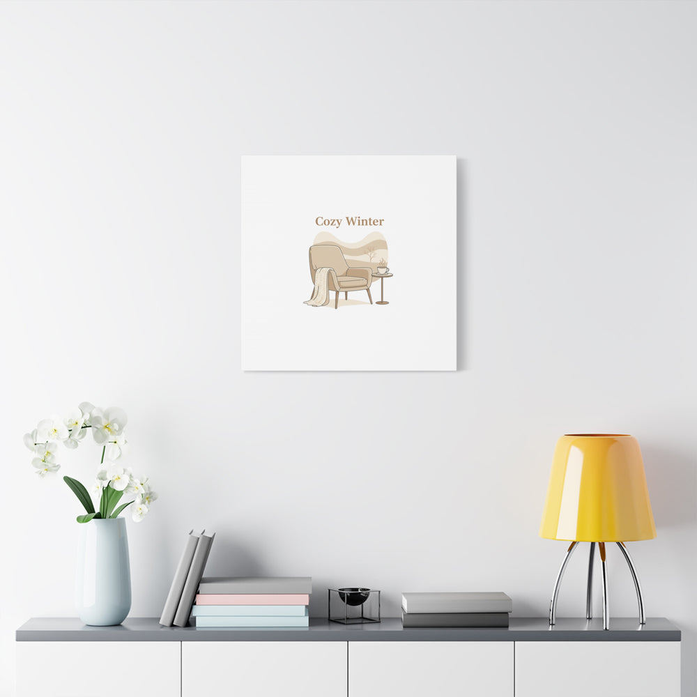 Cozy Winter minimal line art Canvas | Slow Life, soft life neutral wall decor