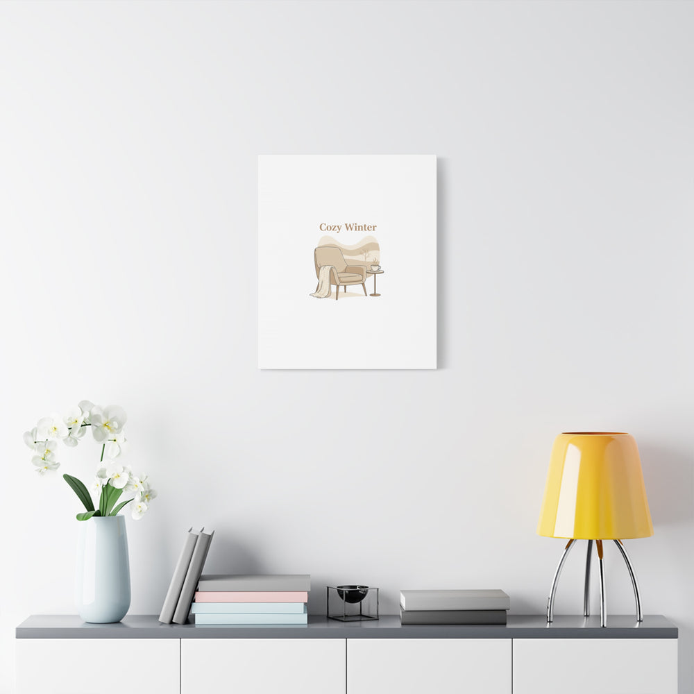 Cozy Winter minimal line art Canvas | Slow Life, soft life neutral wall decor