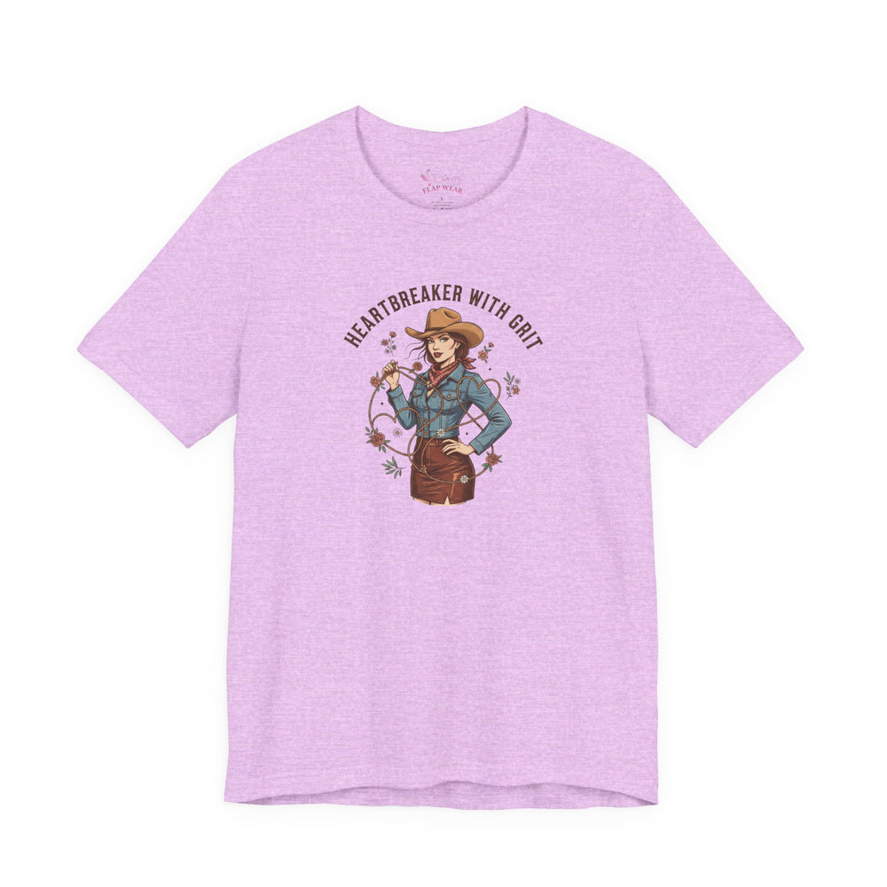 Bella+Canvas 3001 | Heartbreaker With Grit Tee | Western Valentine cowgirl, boot heart design