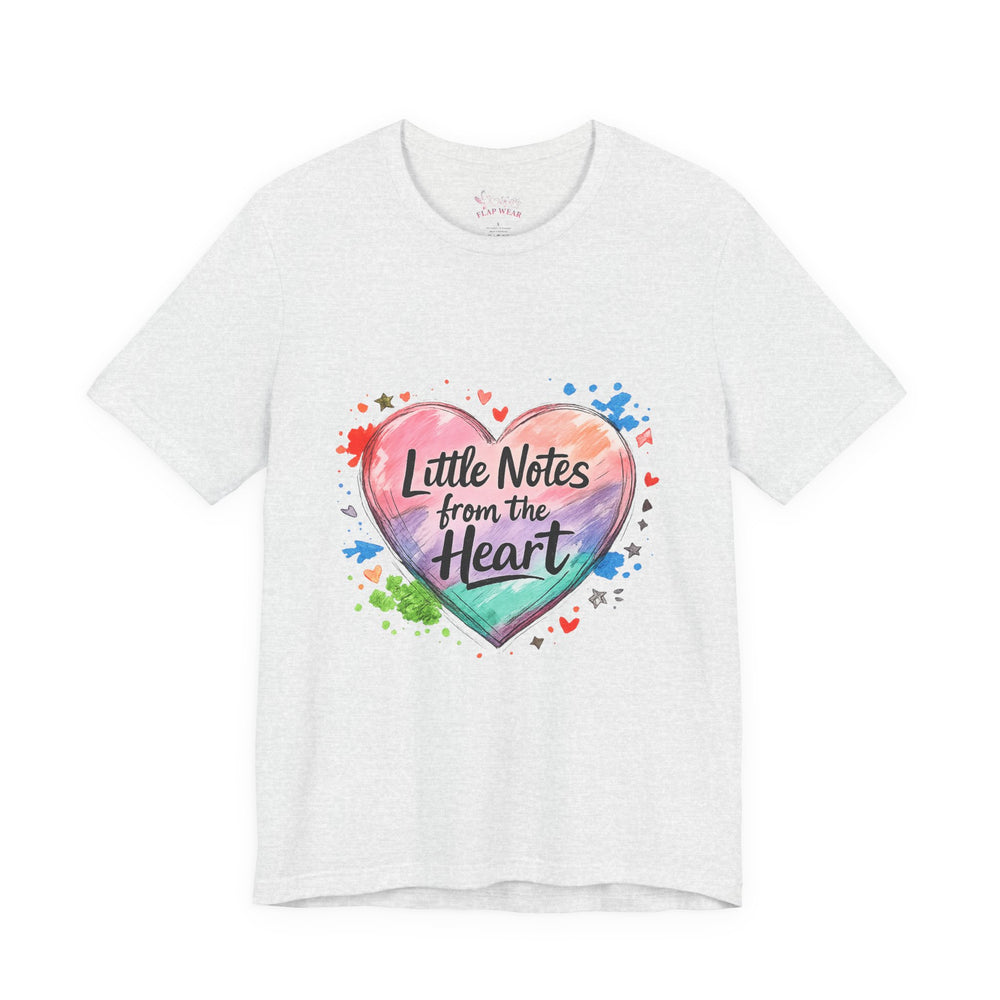 Bella+Canvas 3001 | "Little Notes from the Heart" Heart-Shaped Aesthetic T-Shirt | Little Notes from the Heart Tee | hand‑drawn marker effect, doodle art