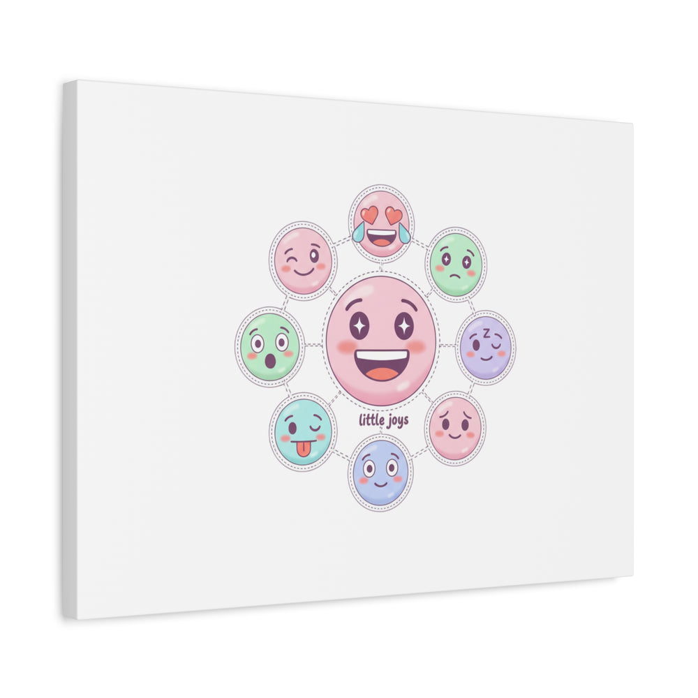 Hand-Drawn Emoticon Sticker Pattern Canvas | Cute Emoji Repeat Print