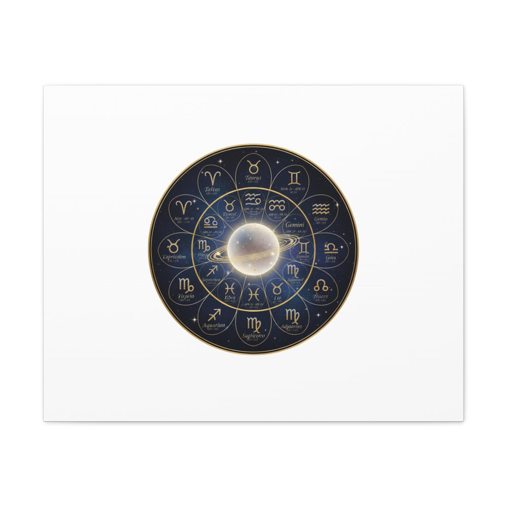 Zodiac Constellation Wheel Canvas, Astrology Art Print | Gold Foil Galaxy
