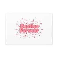 Besties Forever Canvas | Galentine’s Friendship Wall Art, Pink Confetti