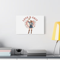 Love & Grit Canvas, Western Valentine Cowgirl Heart Poster | Cowboy Valentine