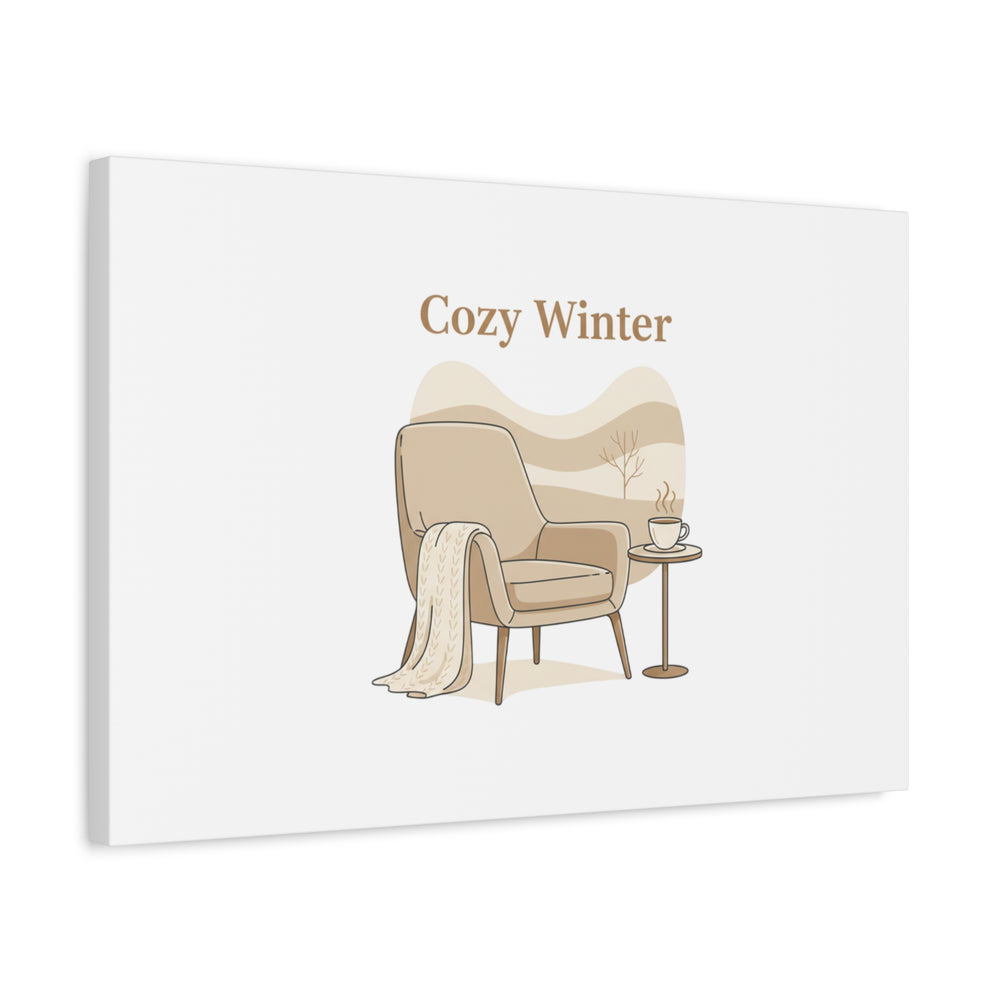 Cozy Winter minimal line art Canvas | Slow Life, soft life neutral wall decor