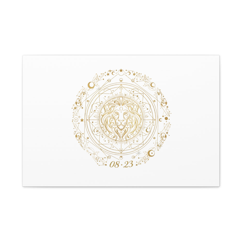 Gold Leo Zodiac Canvas, Astrological Constellation Art | Metallic Lion Wall Art