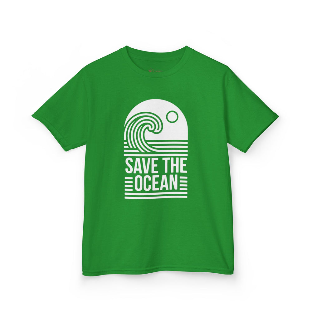 Gildan 5000B | Kids' Save the Ocean Eco-Graphic T-Shirt | Soft Cotton Ocean Wave Tee