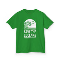 Gildan 5000B | Kids' Save the Ocean Eco-Graphic T-Shirt | Soft Cotton Ocean Wave Tee