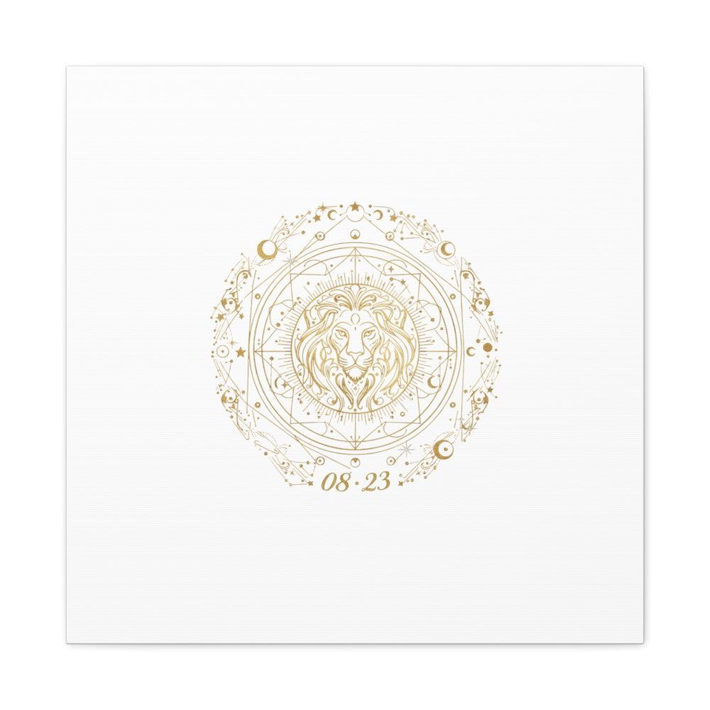 Gold Leo Zodiac Canvas, Astrological Constellation Art | Metallic Lion Wall Art