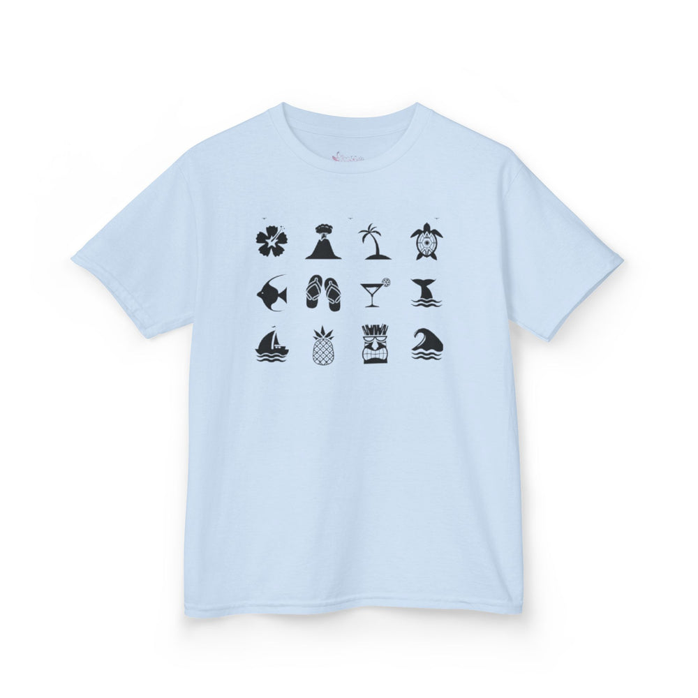 Gildan 5000B | Kids' Tropical Summer Icons Tee – Fun Beach & Vacation Graphic T-Shirt