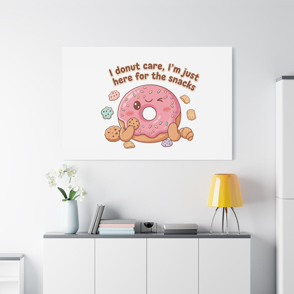 Donut Snacks Pun Canvas | Food & Snack Humor, Cozy Kawaii Art