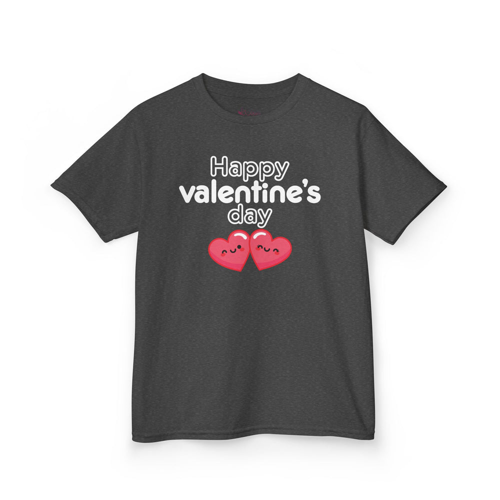 Kids Happy Valentine’s Day T-Shirt – Youth Modern Typography Graphic Tee – Soft Cotton Holiday School Shirt for Boys & Girls