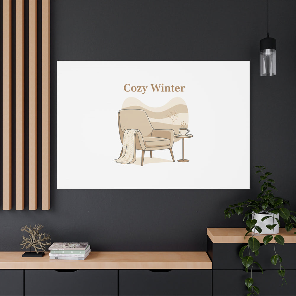 Cozy Winter minimal line art Canvas | Slow Life, soft life neutral wall decor