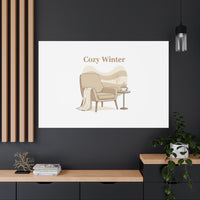 Cozy Winter minimal line art Canvas | Slow Life, soft life neutral wall decor
