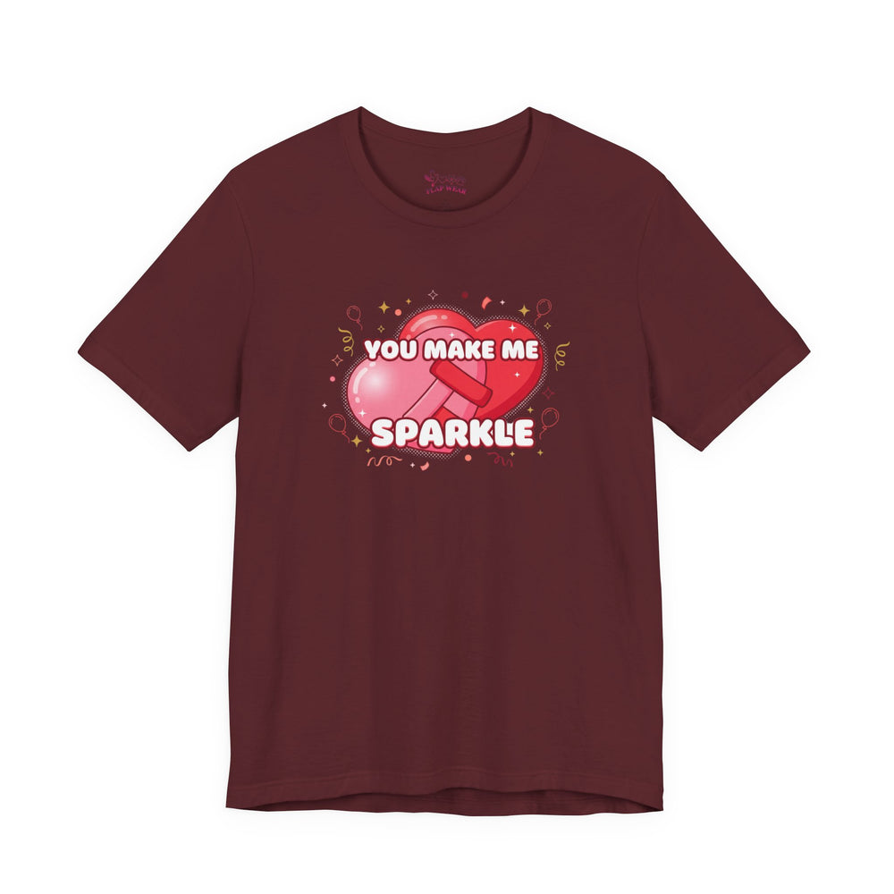 Bella+Canvas3001 | You Make Me Sparkle T-Shirt | Galentine's Friendship Tee, Pink Heart Design