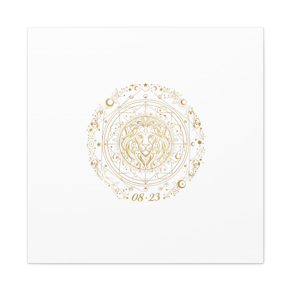 Gold Leo Zodiac Canvas, Astrological Constellation Art | Metallic Lion Wall Art