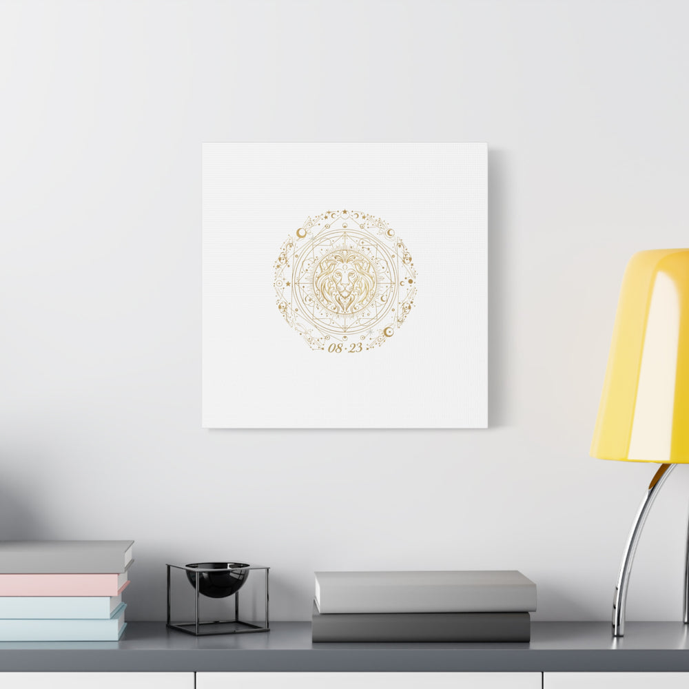 Gold Leo Zodiac Canvas, Astrological Constellation Art | Metallic Lion Wall Art