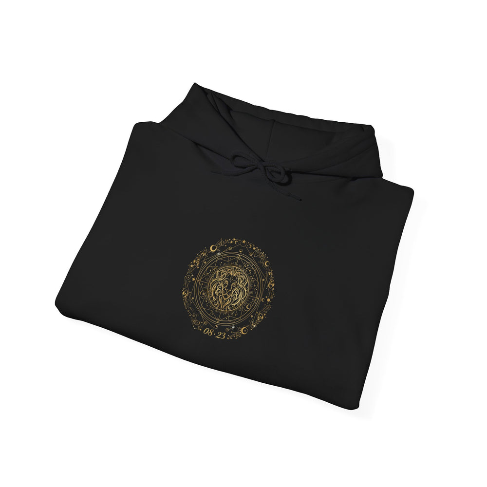 Celestial Zodiac Crest Hoodie | astrology constellation, metallic foil accents