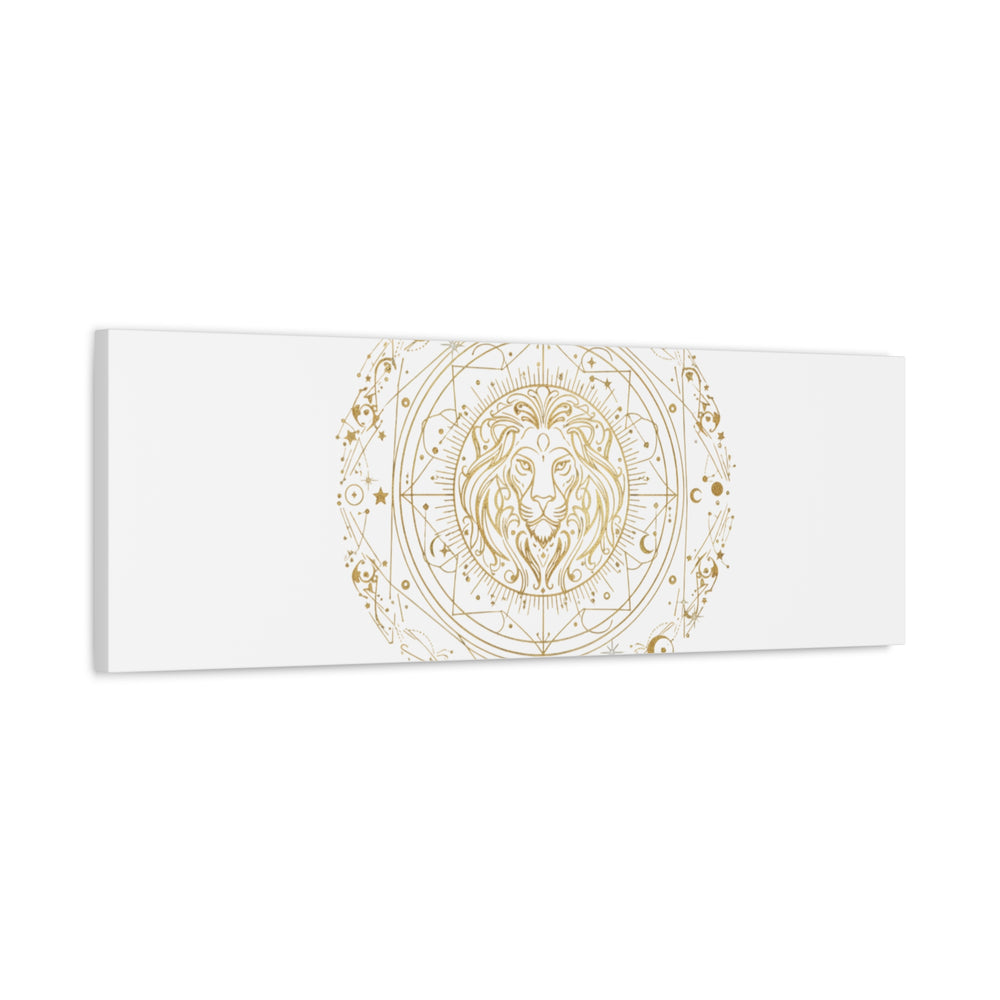 Gold Leo Zodiac Canvas, Astrological Constellation Art | Metallic Lion Wall Art