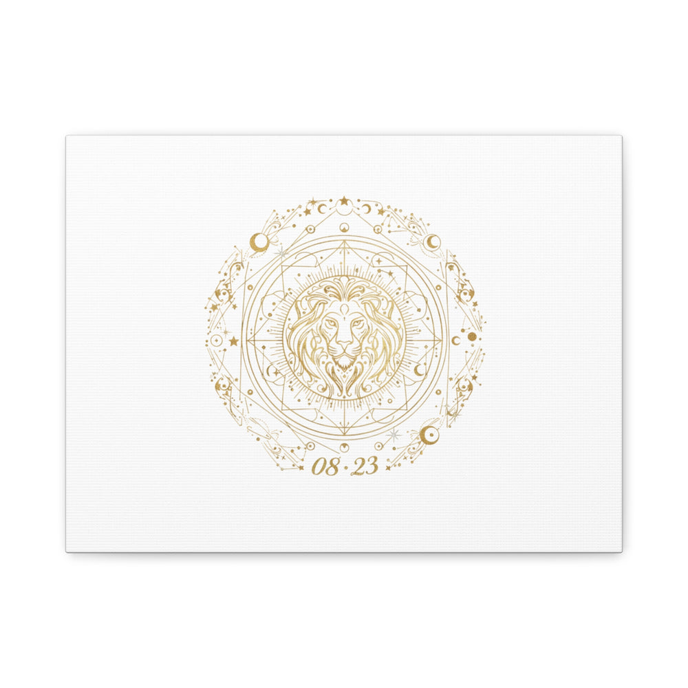 Gold Leo Zodiac Canvas, Astrological Constellation Art | Metallic Lion Wall Art