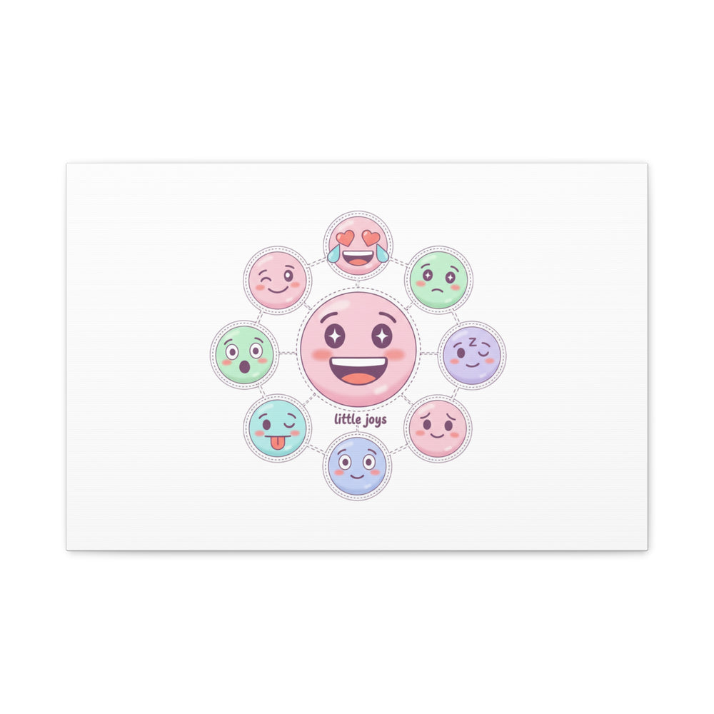 Hand-Drawn Emoticon Sticker Pattern Canvas | Cute Emoji Repeat Print
