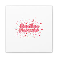 Besties Forever Canvas | Galentine’s Friendship Wall Art, Pink Confetti