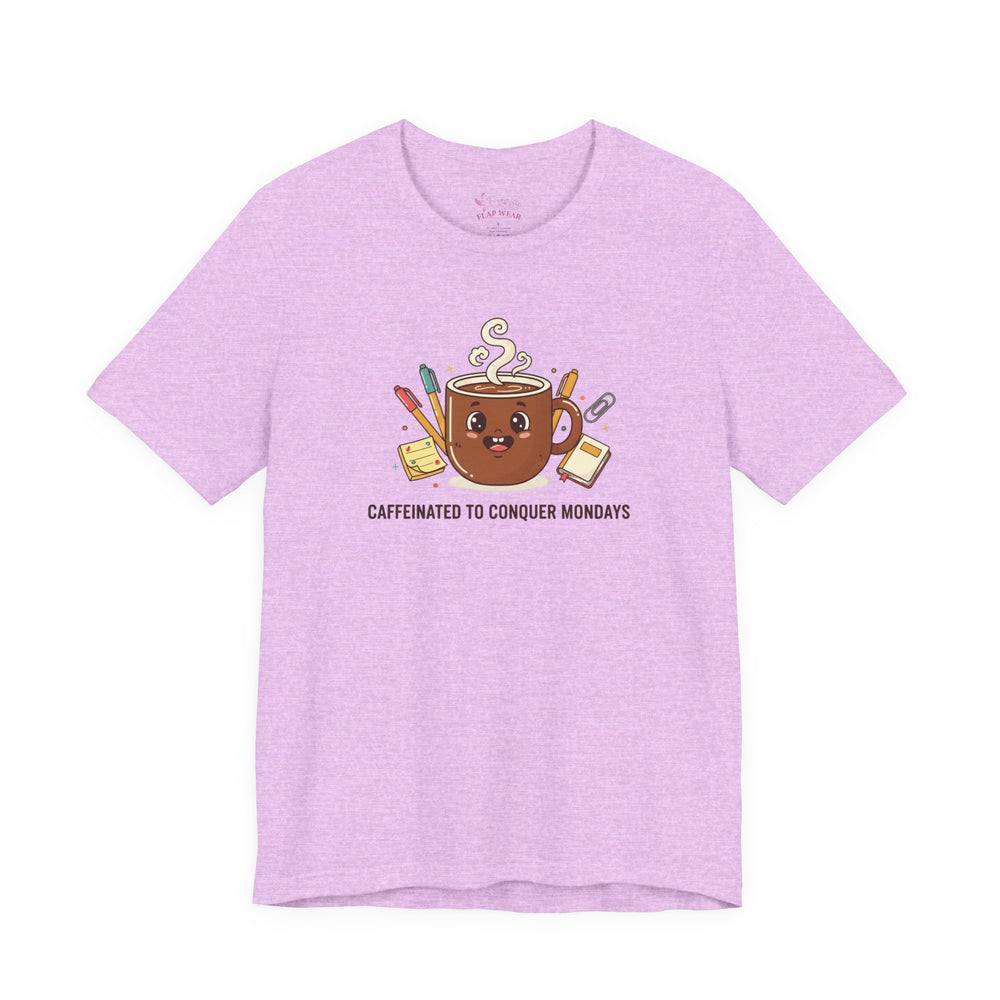Bella+Canvas3001 | Caffeinated to Conquer Mondays | Cute Coffee Unisex Jersey Tee