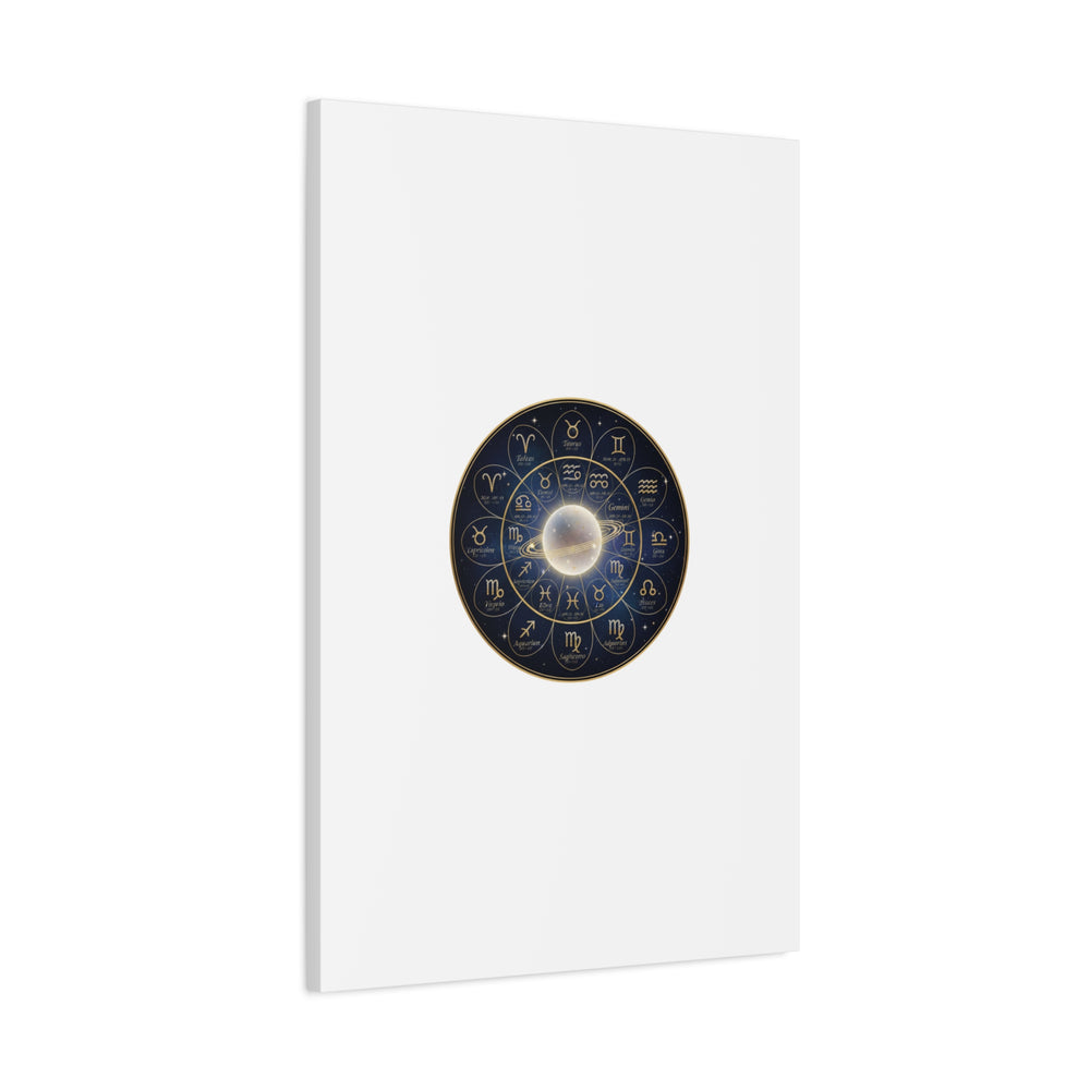 Zodiac Constellation Wheel Canvas, Astrology Art Print | Gold Foil Galaxy