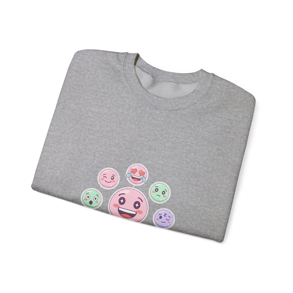 Pastel Doodle Emoticon Pattern Sweatshirt | cute emoji sticker repeat