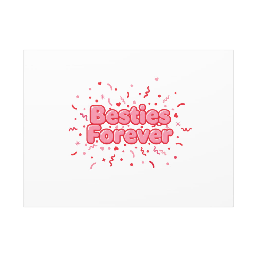 Besties Forever Canvas | Galentine’s Friendship Wall Art, Pink Confetti