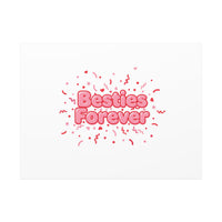 Besties Forever Canvas | Galentine’s Friendship Wall Art, Pink Confetti