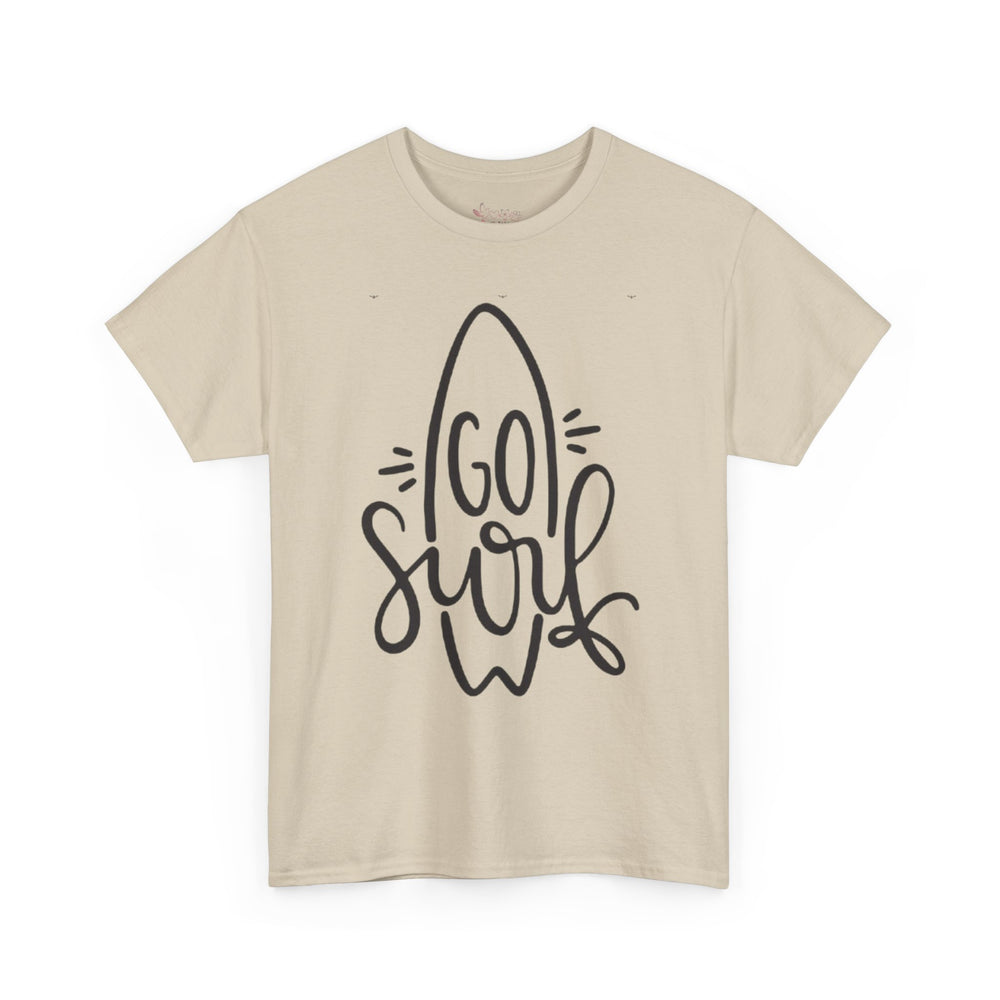 Gildan 5000 | Unisex Go Surf Cotton T-Shirt - Minimalist Coastal Surfboard Design