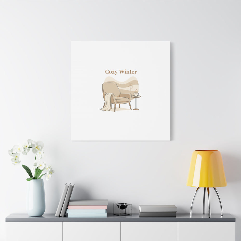 Cozy Winter minimal line art Canvas | Slow Life, soft life neutral wall decor