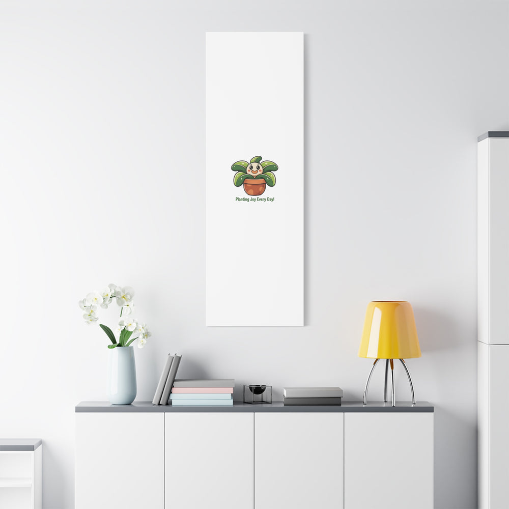 Planting Joy Every Day Canvas | Plant Parent Pun, Sage Cream Botanical Art