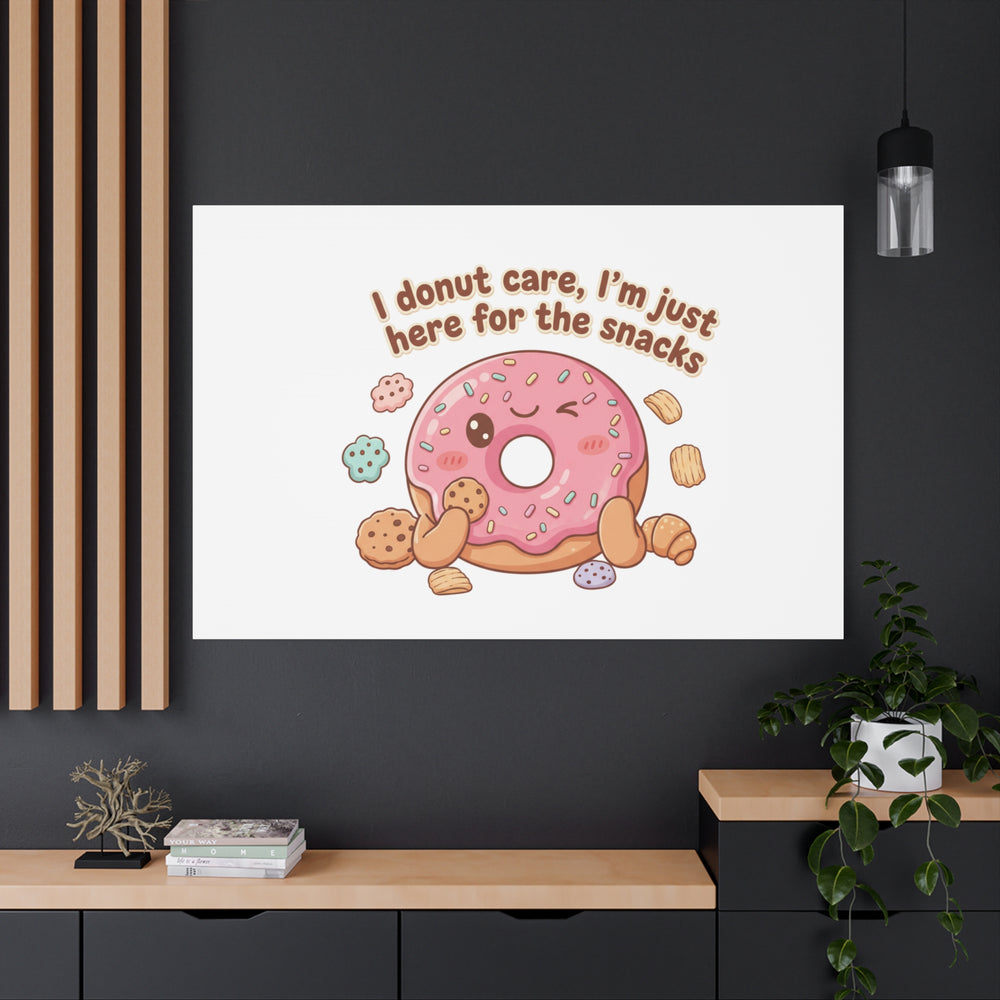 Donut Snacks Pun Canvas | Food & Snack Humor, Cozy Kawaii Art