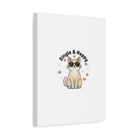 Single & Happy Cat Canvas | Anti Valentine, Sarcastic Valentine Wall Art