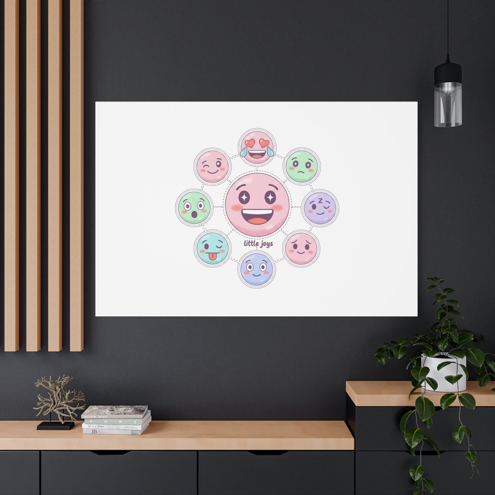 Hand-Drawn Emoticon Sticker Pattern Canvas | Cute Emoji Repeat Print