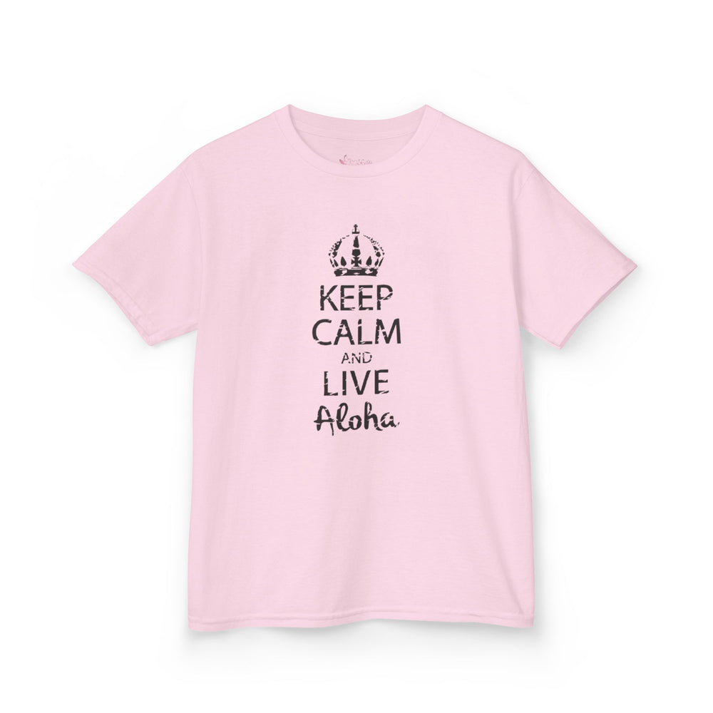Gildan 5000B | Kids’ "Keep Calm and Live Aloha" Premium Cotton T-Shirt – Comfortable Summer Tee